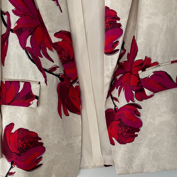 Zara floral satin effect open blazer and pants - Picture 13 of 14